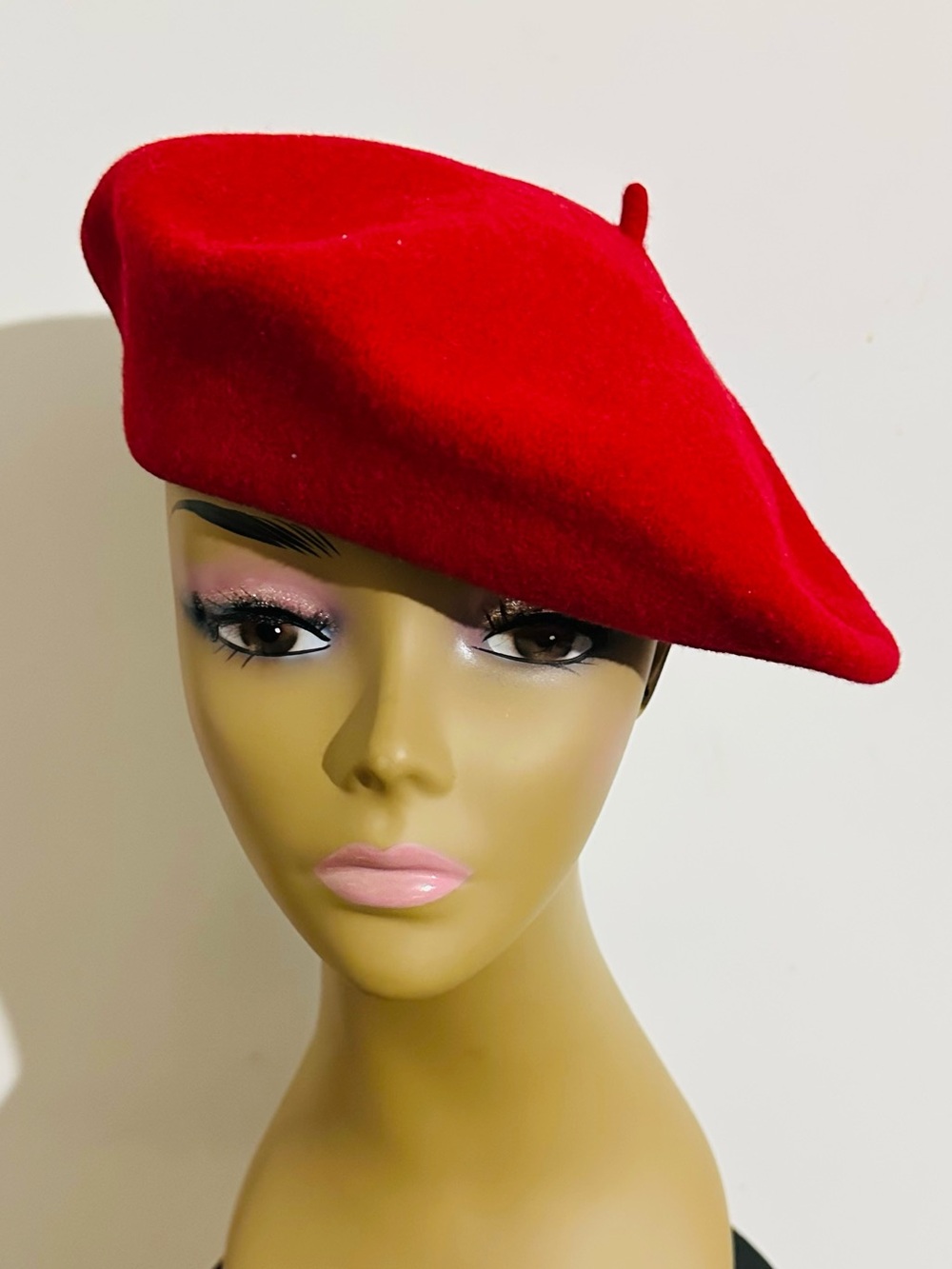 John Lewis Red 100% Wool Classic Beret Hat One Size